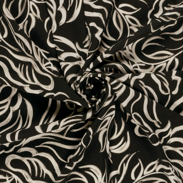Viscose Twill fabric Black printed 