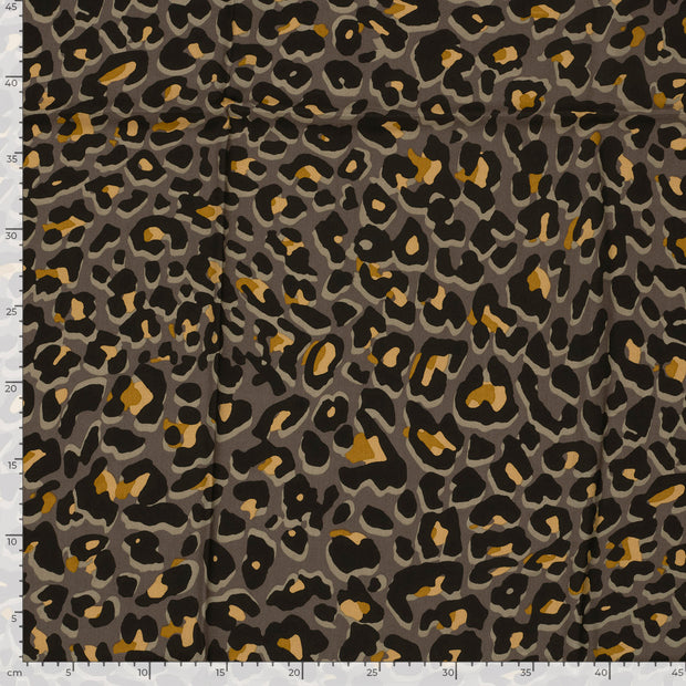 Popeline de Viscose tissu fleurs Gris