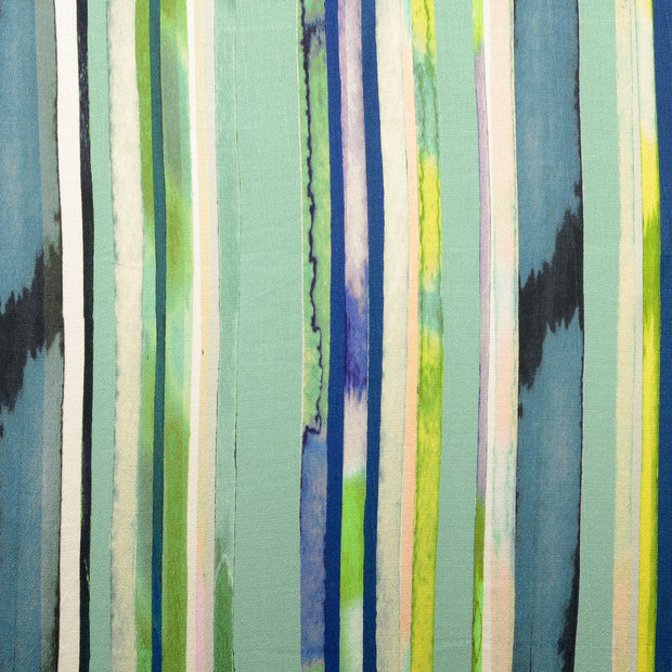 Viscose satin fabric Stripes green