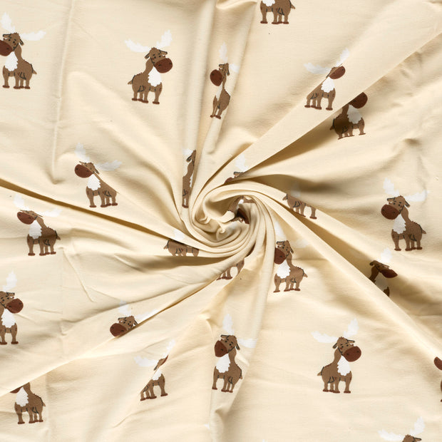 French Terry fabric Beige brushed and digital printed 