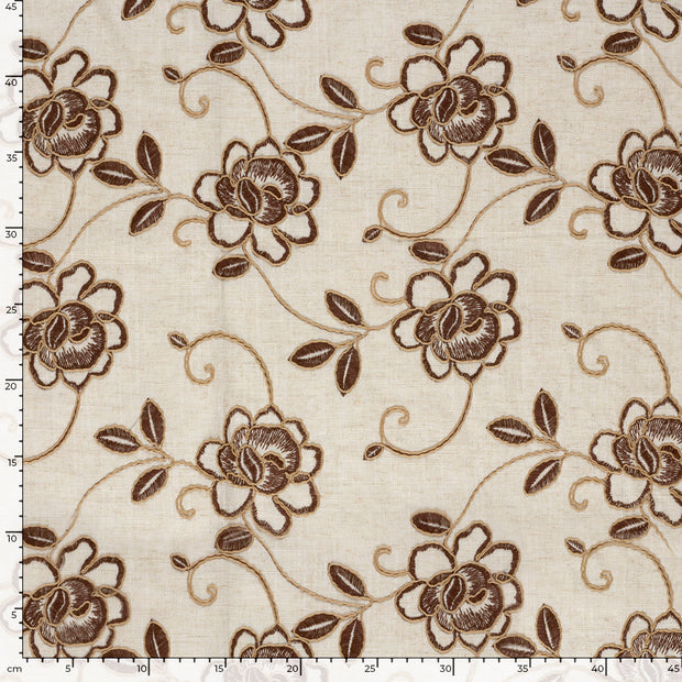  tissu fleurs Marron Foncé