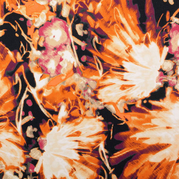 Viscose satin fabric Flowers Bronze