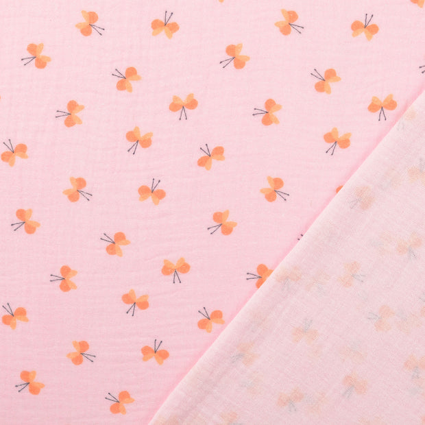 double gaze tissu rose imprimé digital 