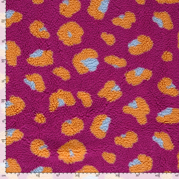 Sherpa Fleece fabric Leopards Fuchsia