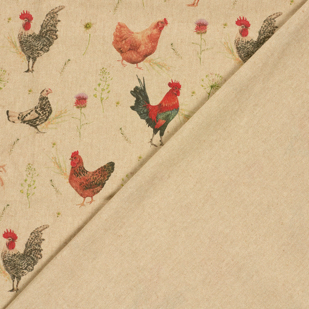 Aspect Lin tissu Poulet imprimé numérique 
