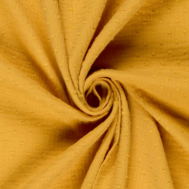 Double gaze tissu pois Ocre