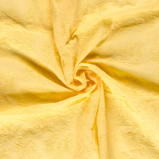  fabric Light Yellow embroidered 