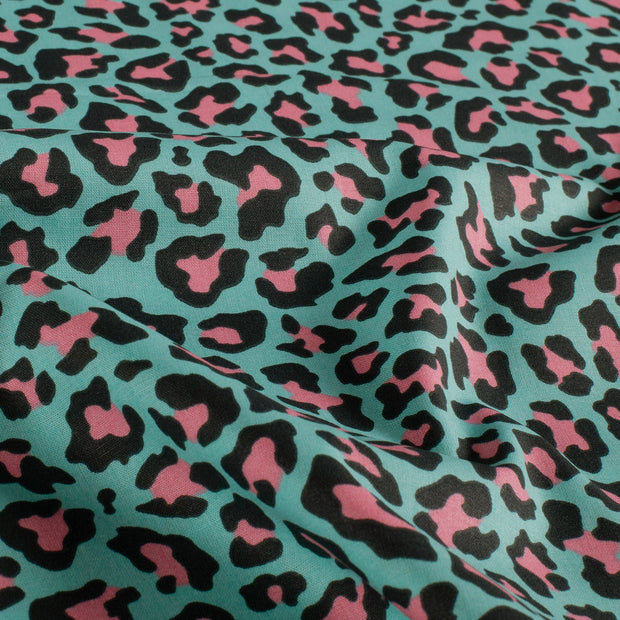 Popeline de Coton tissu Panther Bleu Ciel