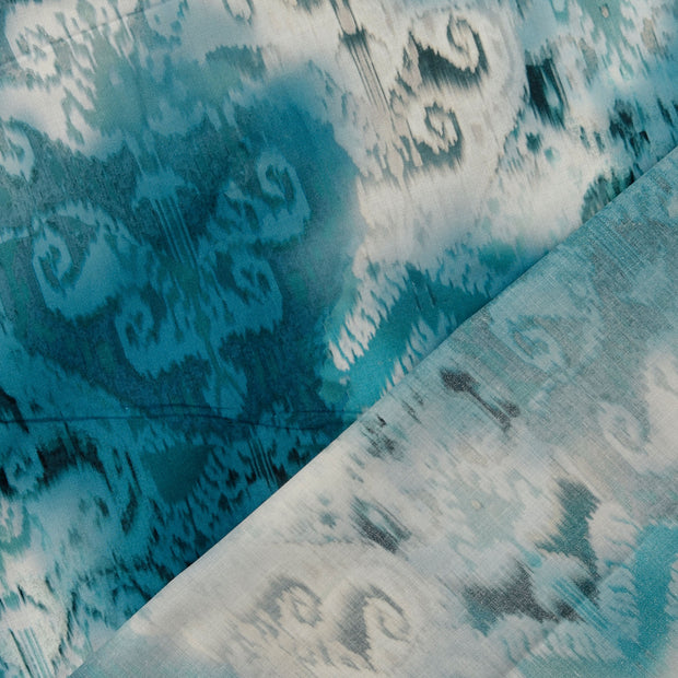 Voile fabric light blue digital printed 