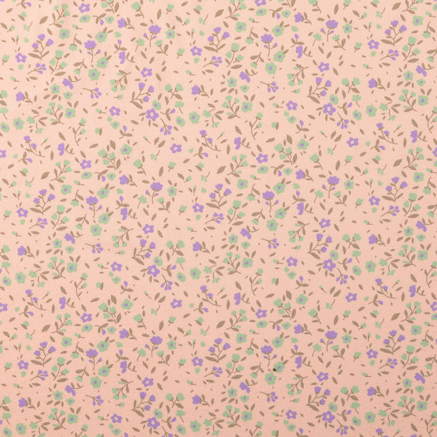 Rib Jersey fabric Flowers Pink