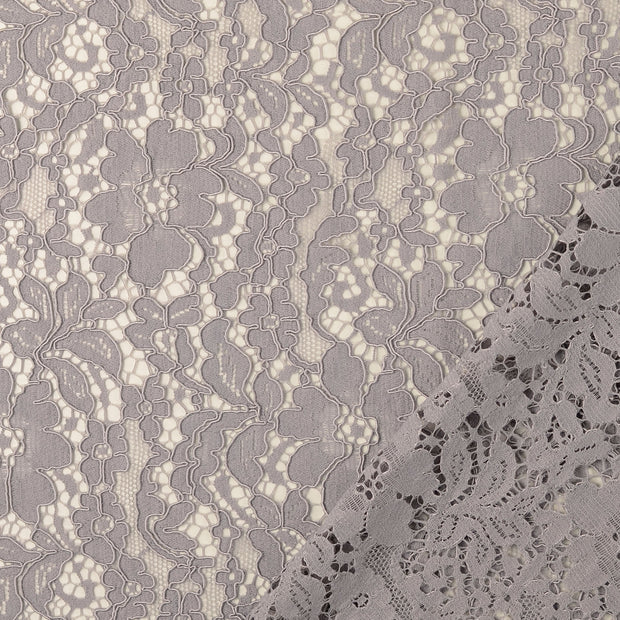 Lace fabric Grey embroidered with border 