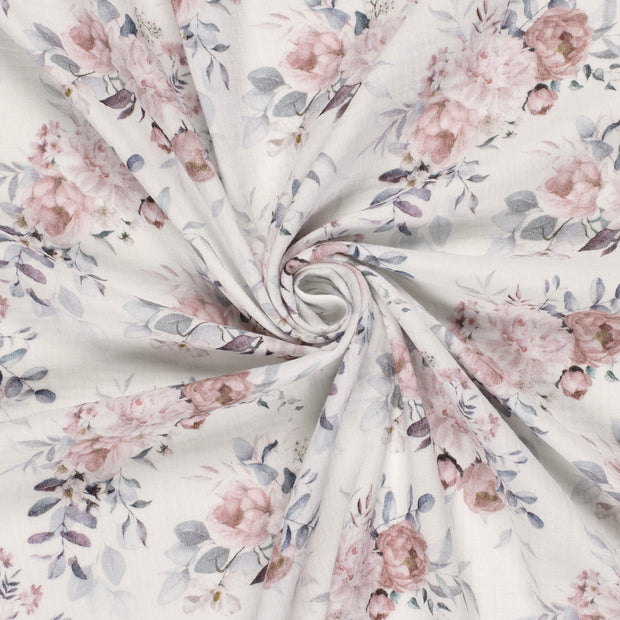Double gaze tissu Blanc cassé imprimé numérique 