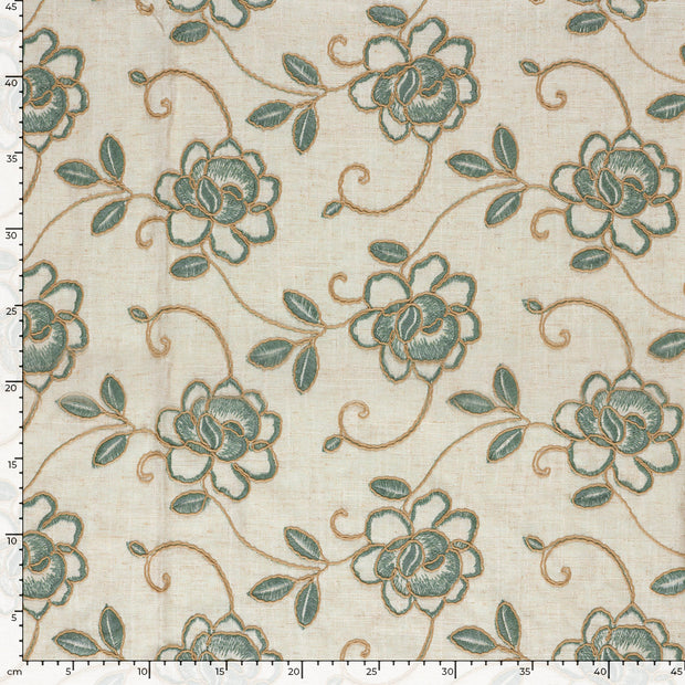  tissu fleurs Menthe foncée