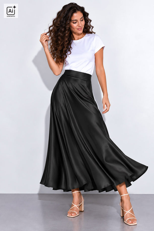 Satin tissu Unicolore Noir