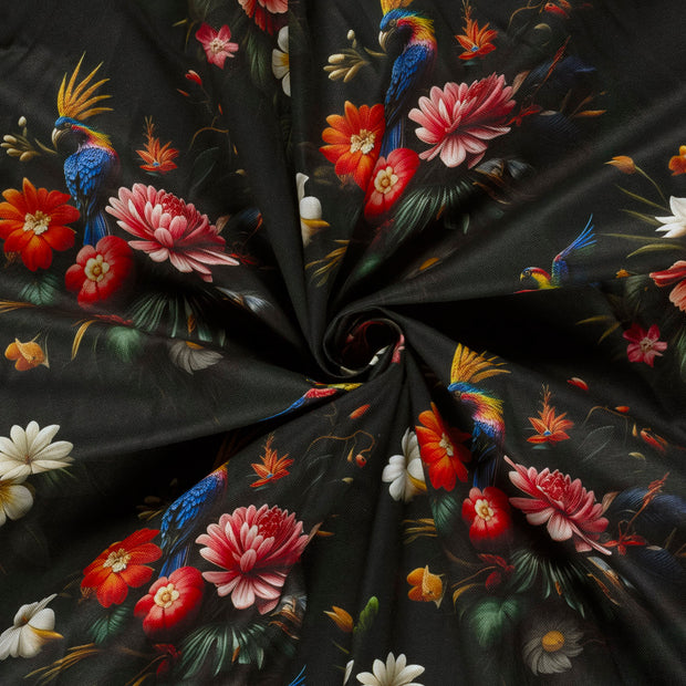 Panama fabric Dark Green digital printed 