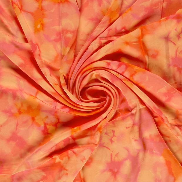Viscose Satin fabric Salmon digital printed 