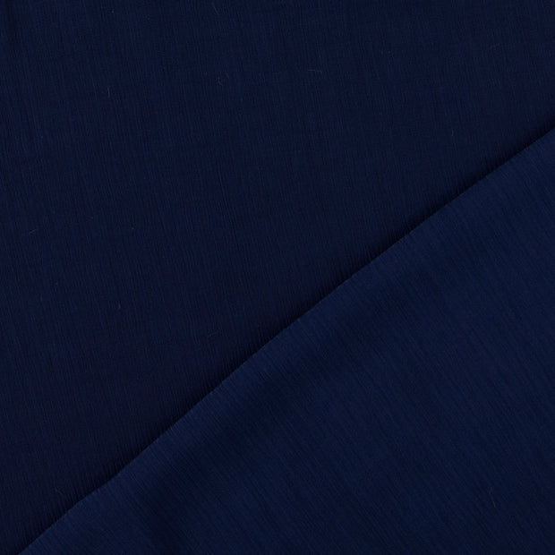 Popeline de Viscose tissu Bleu Marine froissé 