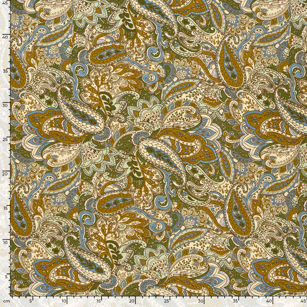 Viscose Vortex Jersey fabric Paisley Oker
