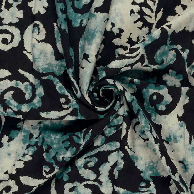 Sergé de Viscose tissu Turquoise imprimé 