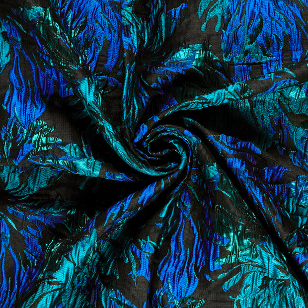Jacquard tissu Bleu Canard Lurex 