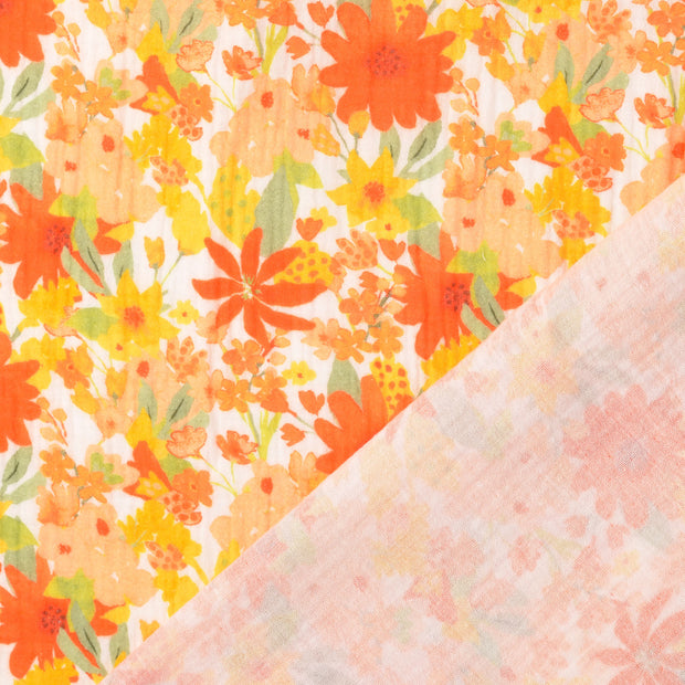 Double gaze tissu Orange imprimé numérique 