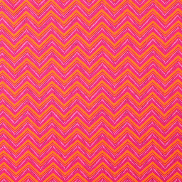 Cotton Jersey fabric Zigzag Orange