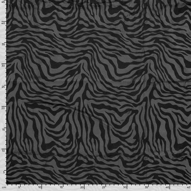 Nicky velours fabric Zebras Dark Grey