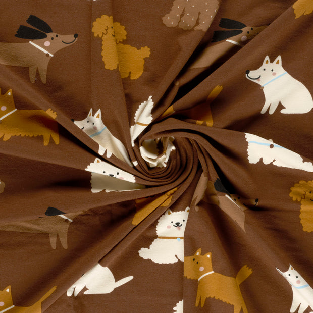 French Terry fabric Brown brushed and digital printed 