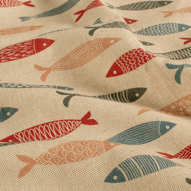 Aspect Lin tissu poissons Beige
