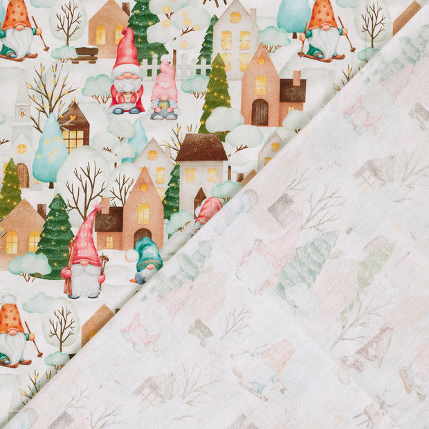 Panama fabric Snowflakes digital printed 
