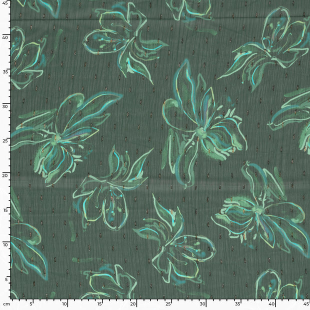 Chiffon fabrik Glitter Petrol