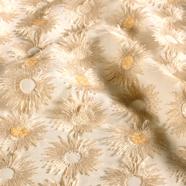  tissu fleurs Blanc cassé