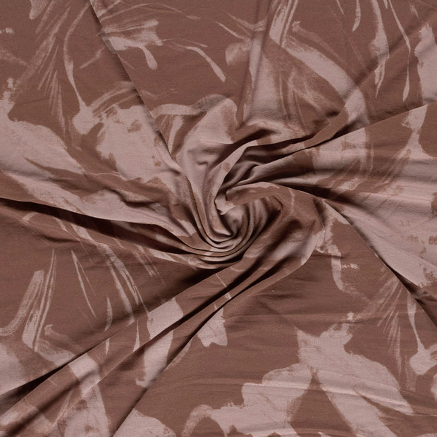 Jersey de Viscose tissu Marron imprimé 