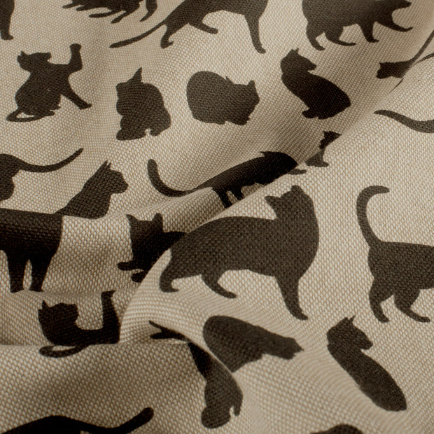 Linen Look fabric Cats Black