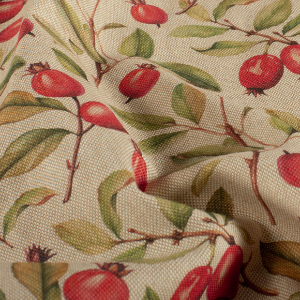 Linen Look fabric Fruits Red