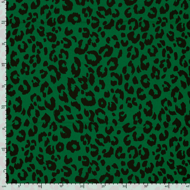 Sergé Extensible tissu léopards Vert