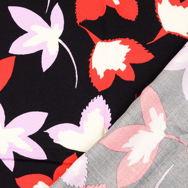 Viscose Poplin fabric leaves 