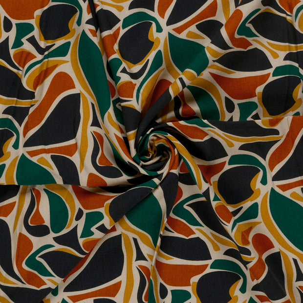 Satin fabric Navy printed 