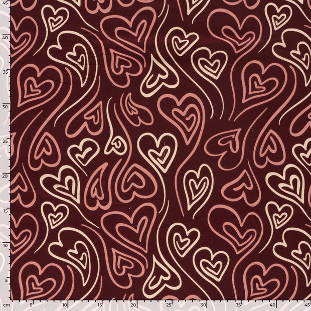 French Terry fabric Hearts Red