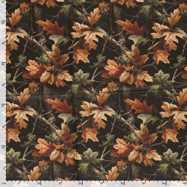 Panama tissu Feuilles Noir