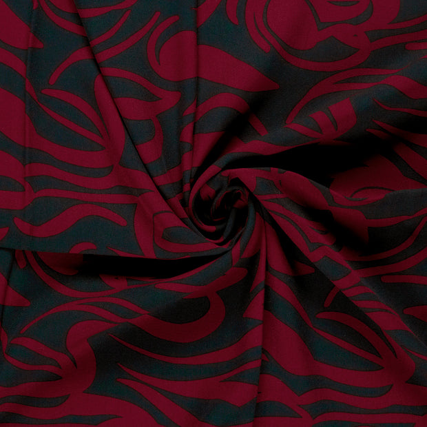 Sergé de Viscose tissu Bordeaux imprimé 