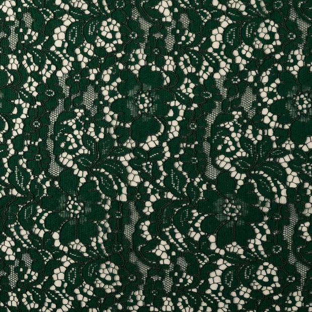 Lace fabric Flowers Forest Green