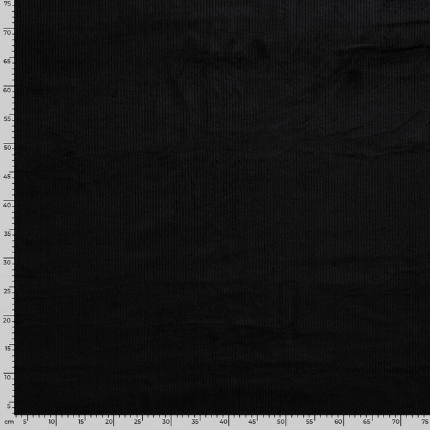 Velours Côtelé Stretch 6w tissu Unicolore Noir