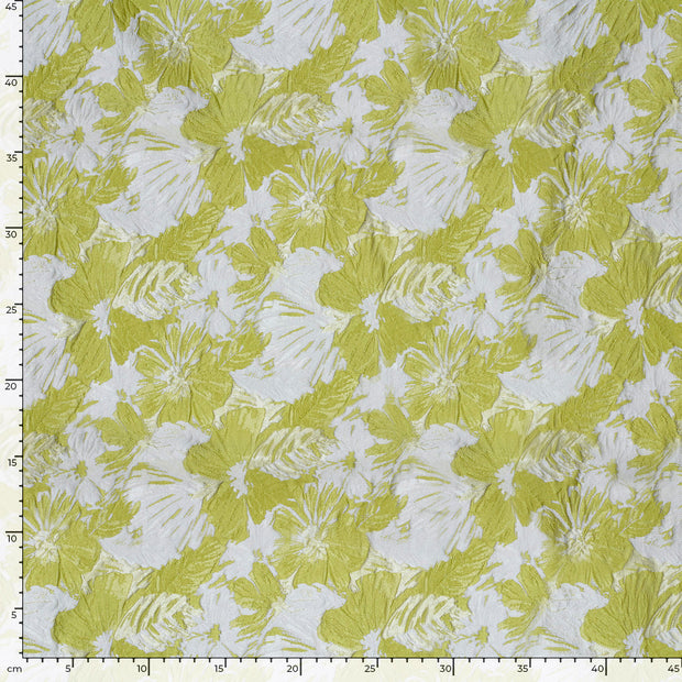 Jacquard fabrik Blumen Lime Grün