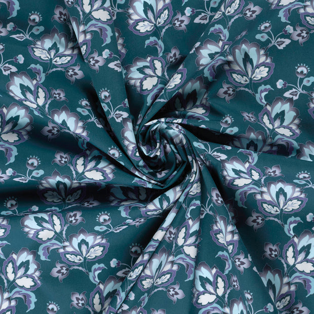 Popeline de Coton tissu Bleu acier imprimé numérique 