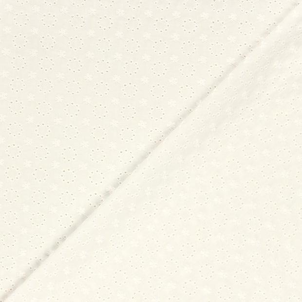 Popeline de Coton tissu fleurs brodé 