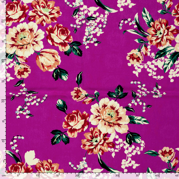 Bambus Poplin fabrik Blumen Fuchsia