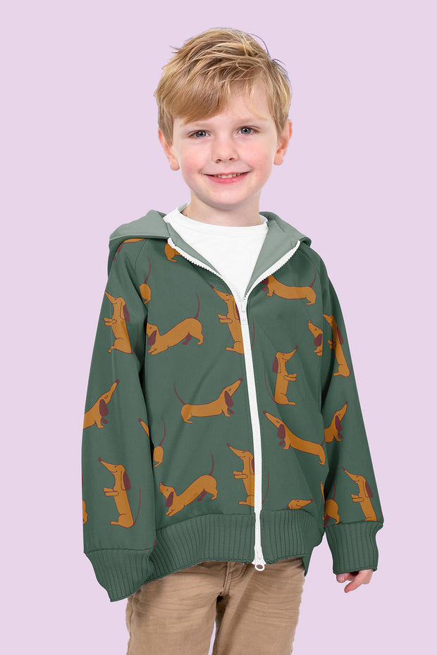 Softshell fabric Dinosaurs Dark Green