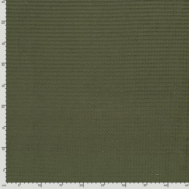 Waffelpiqué fabrik Uni Khaki-Grün