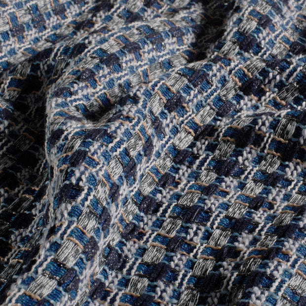 Bouclé tissu Carreaux Bleu Marine